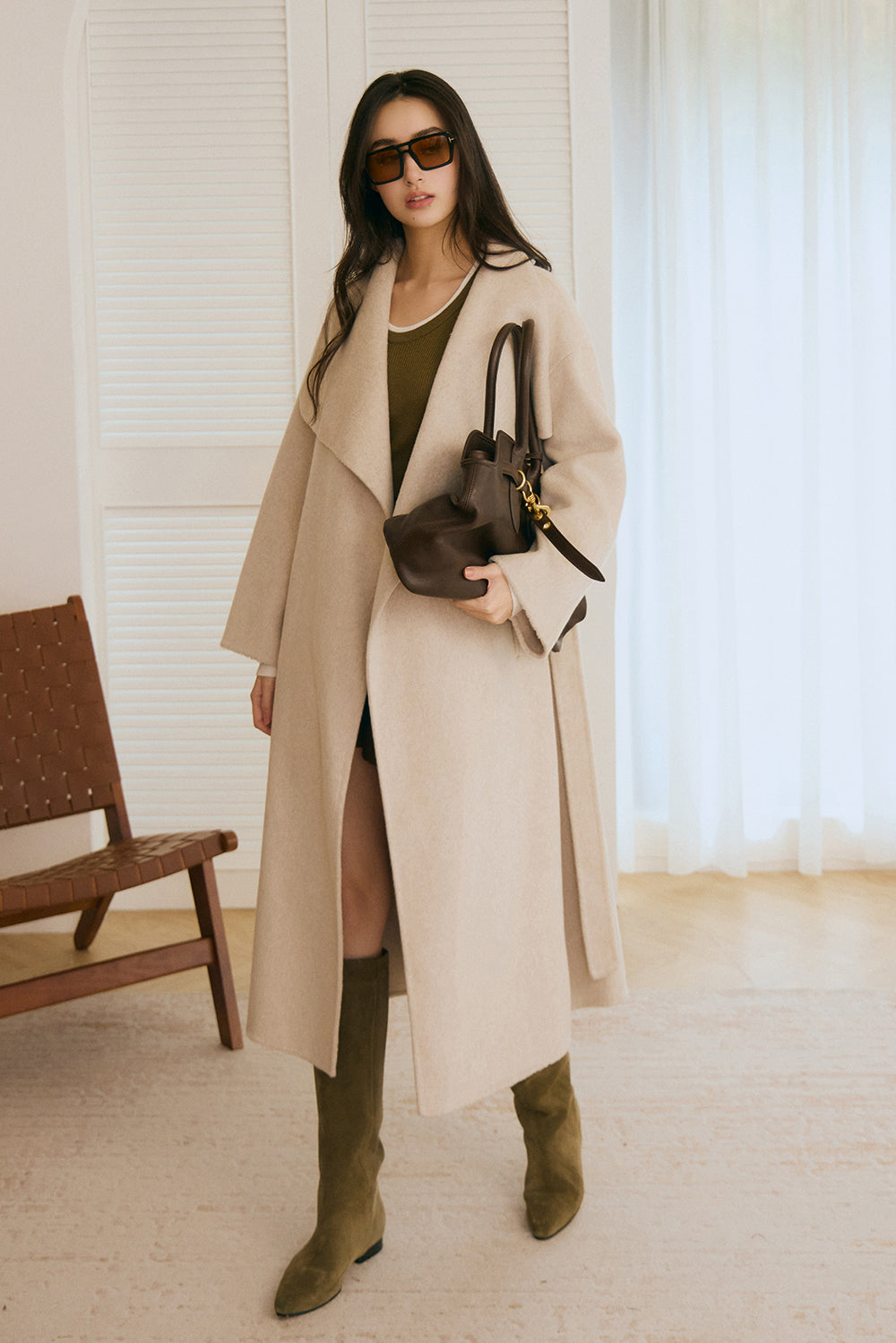 翻領羊毛大衣<br>Shawl Lapel Wool Coat