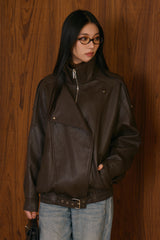 騎士夾克皮外套<br>Faux Leather Bruiser Moto Jacket