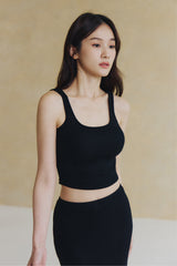 一見鍾情羅紋方領 BraTop<br>Elegant Rib Knit Wide Strap Bra Top