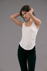 極柔天絲抽皺圓領背心<br>Tencel Wool Scoop Neck Tank Top