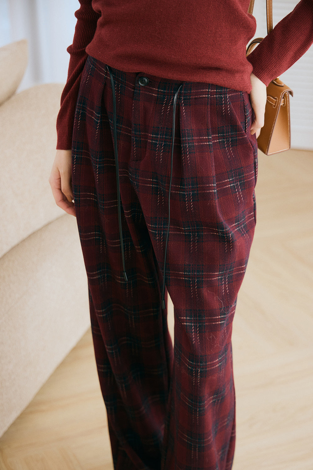 軟糯經典格紋寬褲<br>Elegant Tartan Bottoms