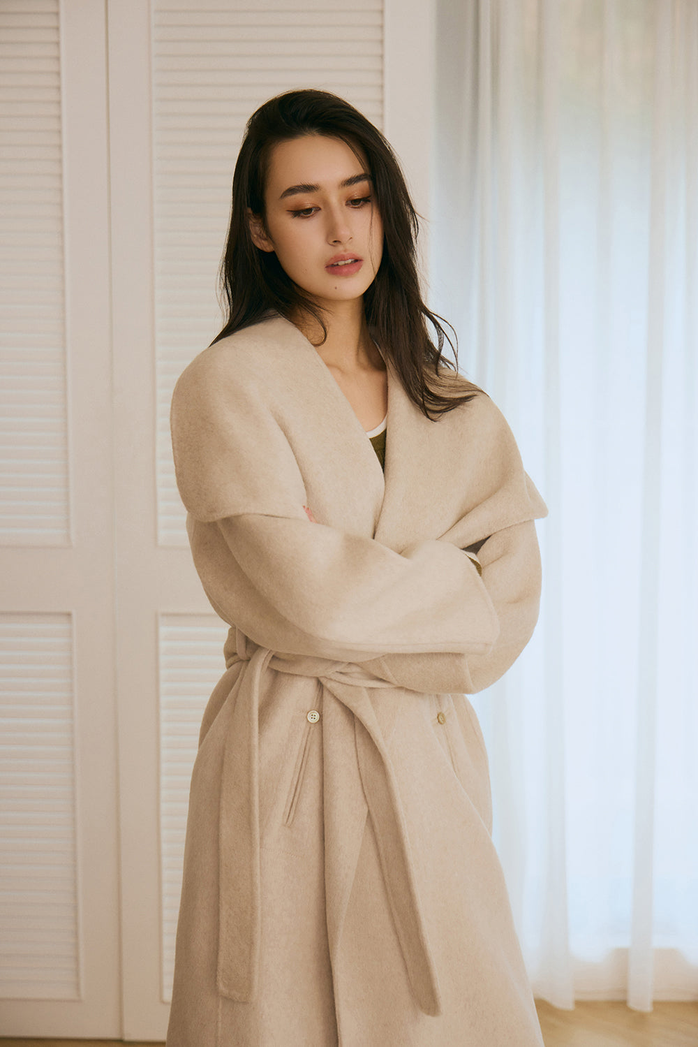 翻領羊毛大衣<br>Shawl Lapel Wool Coat