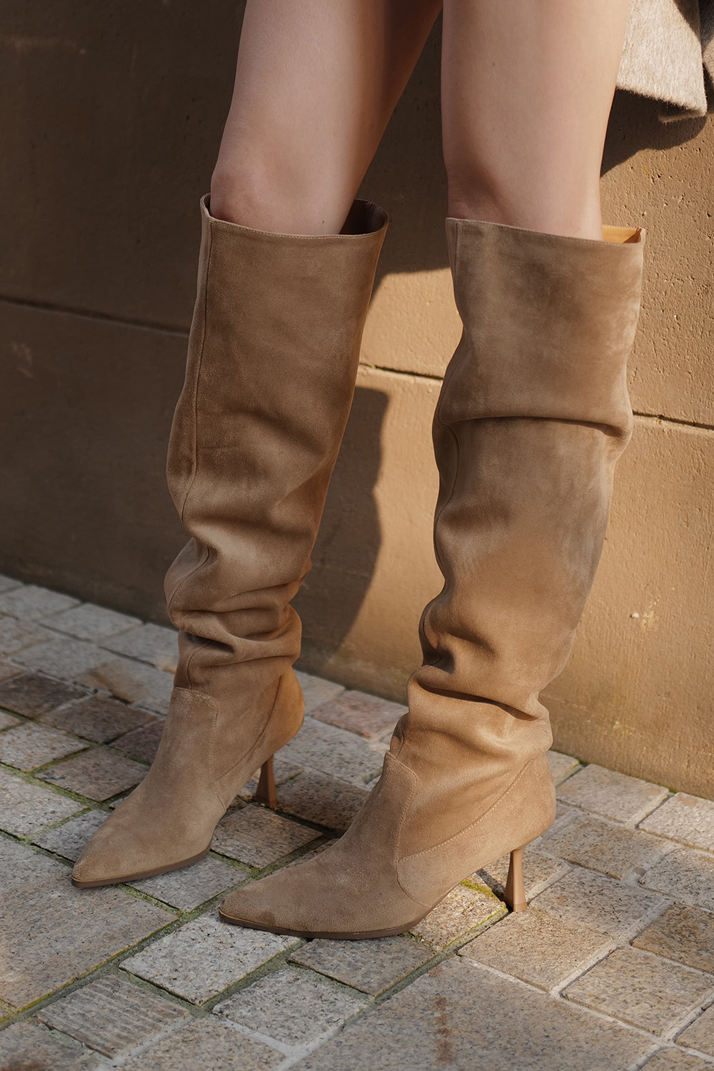 麂皮堆堆高跟長靴<br>Slouchy Suede Boots