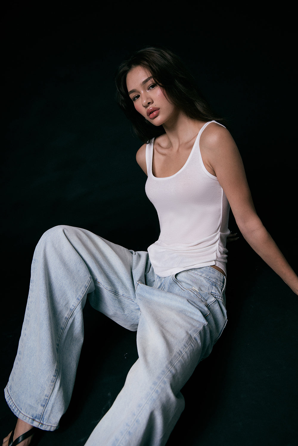 極柔天絲抽皺圓領背心<br>Tencel Wool Scoop Neck Tank Top