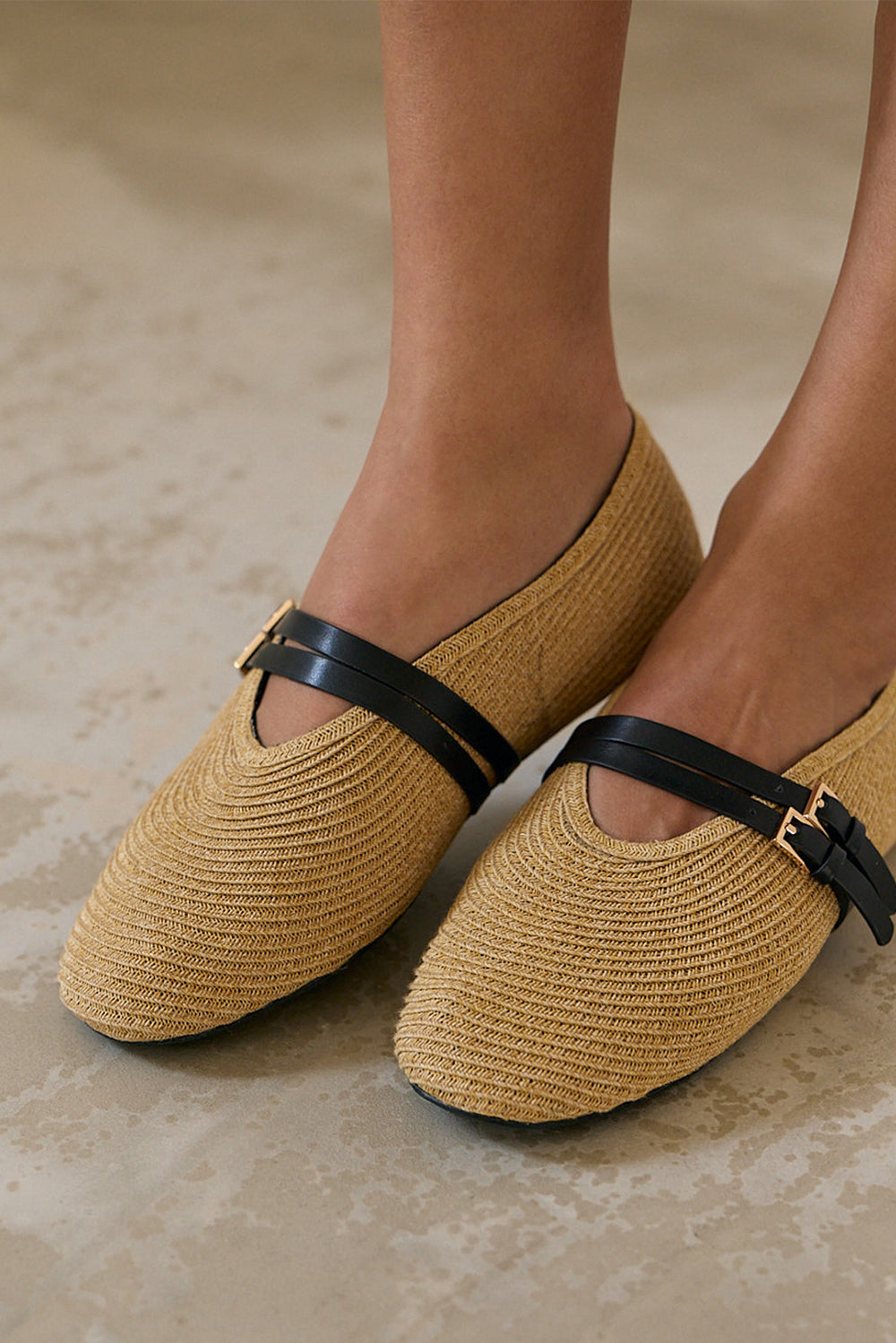 拉菲草編織芭蕾鞋<br>Raffia Ballet Flats