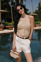 抗皺長腿比例反摺短褲（附皮帶）<br>Cuffed Tailored Shorts with Belt