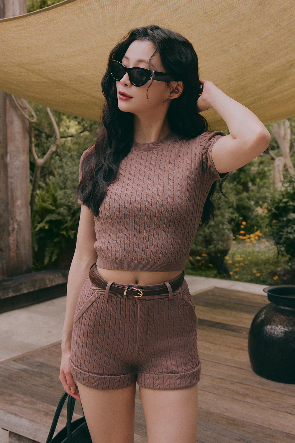 午後漫步麻花短袖上衣<br>Afternoon Walk Knit Short Sleeve Top