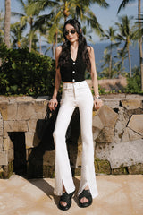 超彈修身剪裁牛仔喇叭褲<br>Bell-bottom Split Jeans