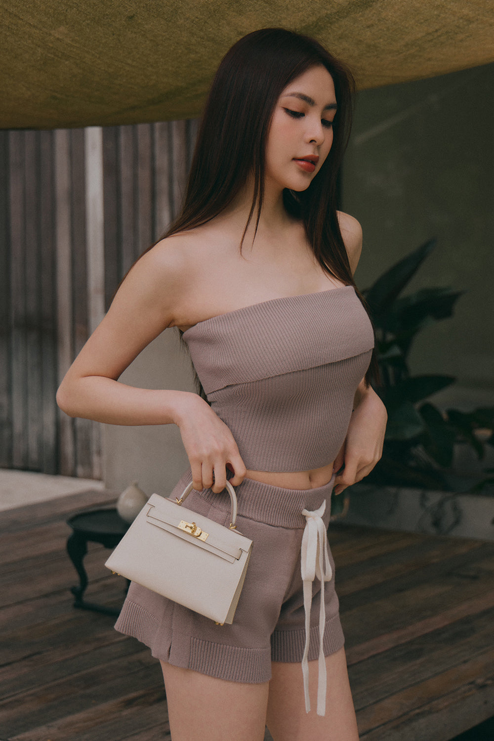 溫絨針織翻領平口BraTop<br>Gentle Touch Knit Strapless BraTop