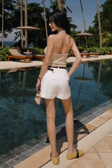 抗皺長腿比例反摺短褲（附皮帶）<br>Cuffed Tailored Shorts with Belt