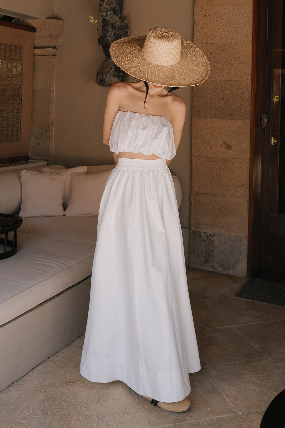 抗皺重磅高腰澎澎長裙<br>Wide Waist Puffed Maxi Skirt