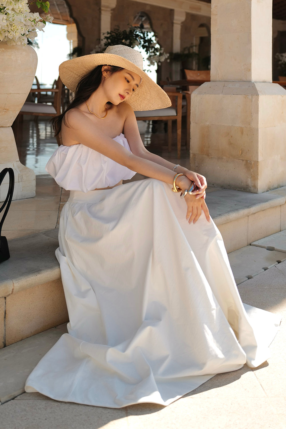 抗皺重磅高腰澎澎長裙<br>Wide Waist Puffed Maxi Skirt