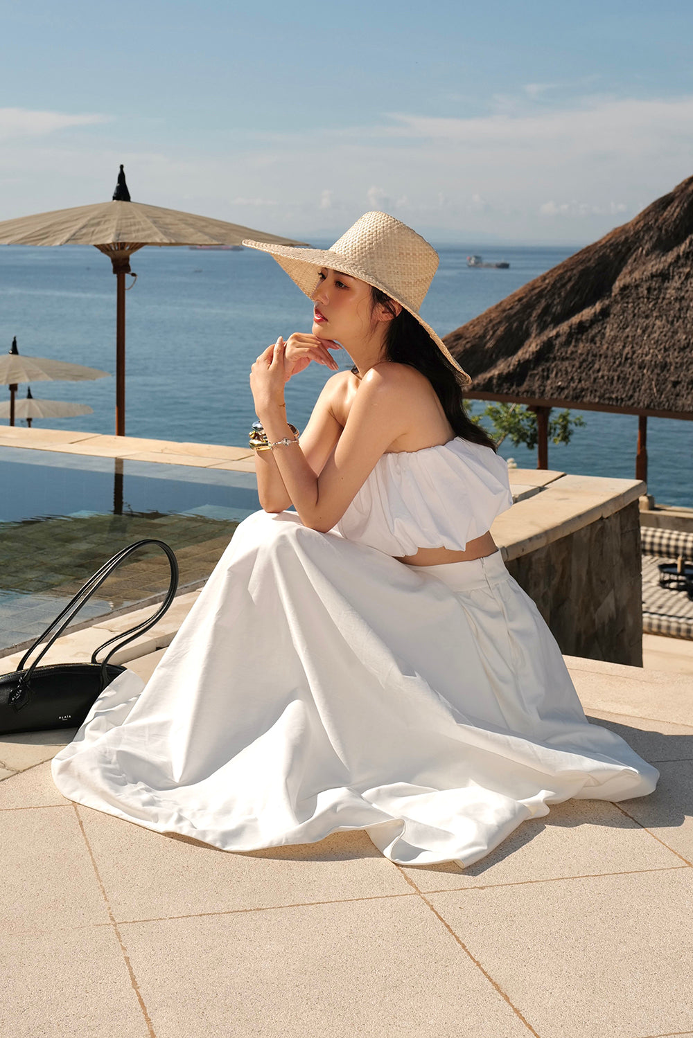抗皺重磅高腰澎澎長裙<br>Wide Waist Puffed Maxi Skirt