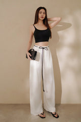 【預購】天絲亞麻寬褲（附腰帶）<br>Tencel Linen Wide-Leg Pants