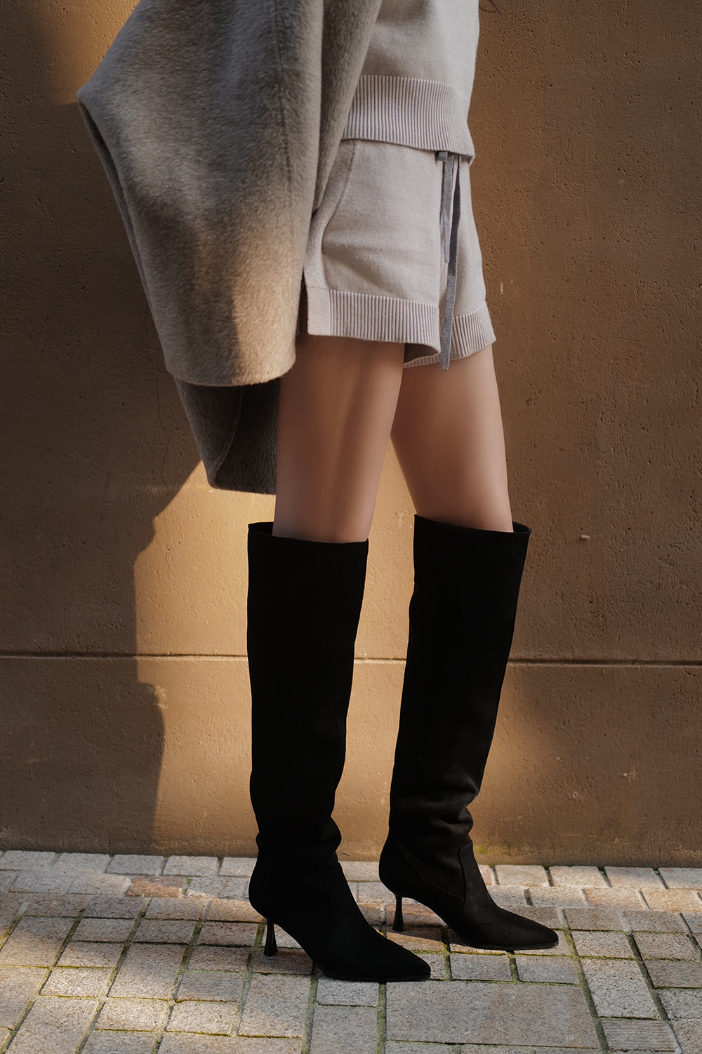 麂皮堆堆高跟長靴<br>Slouchy Suede Boots