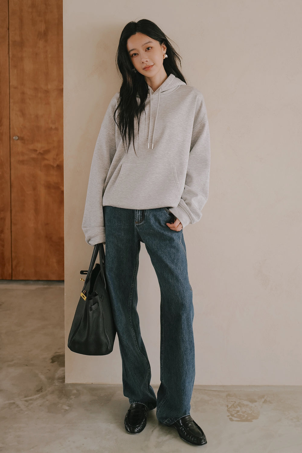 水洗修身牛仔寬褲<br>Washed Wide Leg Jeans