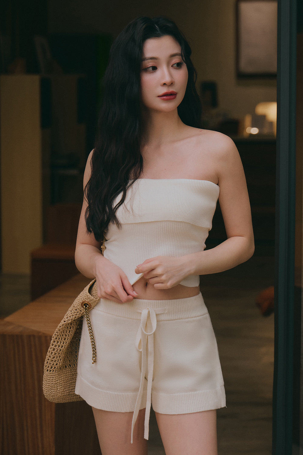 溫絨針織翻領平口BraTop<br>Gentle Touch Knit Strapless BraTop