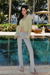 超彈修身剪裁牛仔喇叭褲<br>Bell-bottom Split Jeans