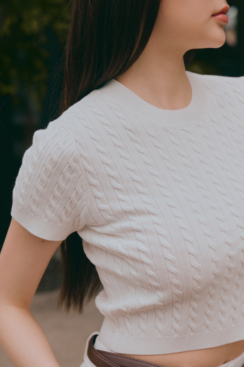 午後漫步麻花短袖上衣<br>Afternoon Walk Knit Short Sleeve Top
