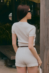 午後漫步麻花短袖上衣<br>Afternoon Walk Knit Short Sleeve Top