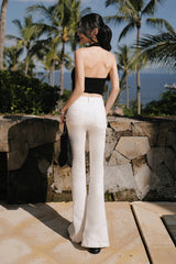 輕氧針織繞脖排釦BraTop<br>Wide Ribbed Knit Halter Knit Button Bra Top