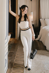 冰紗撞色滾邊平口BraTop<br>Contrast Trim Knit Strapless Bra Top
