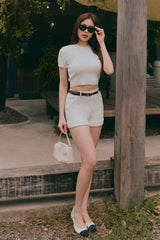 午後漫步麻花短袖上衣<br>Afternoon Walk Knit Short Sleeve Top