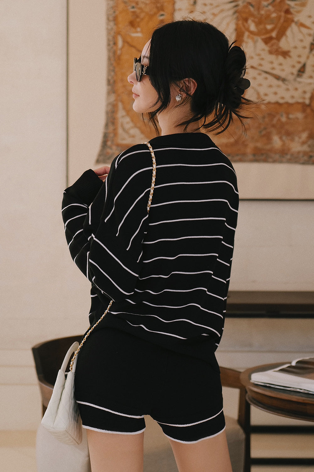 冰紗撞色滾邊短褲<br>Contrast Trim Knit Shorts