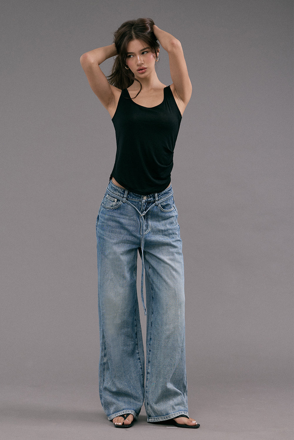 極柔天絲抽皺圓領背心<br>Tencel Wool Scoop Neck Tank Top