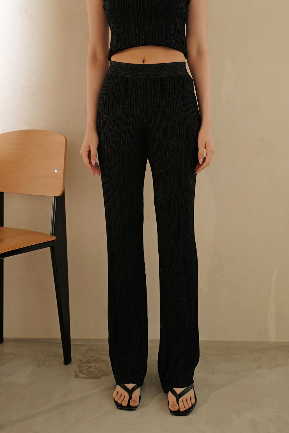 【預購】細閃光長腿寬褲<br>Lurex Wool Wide-Leg Pants