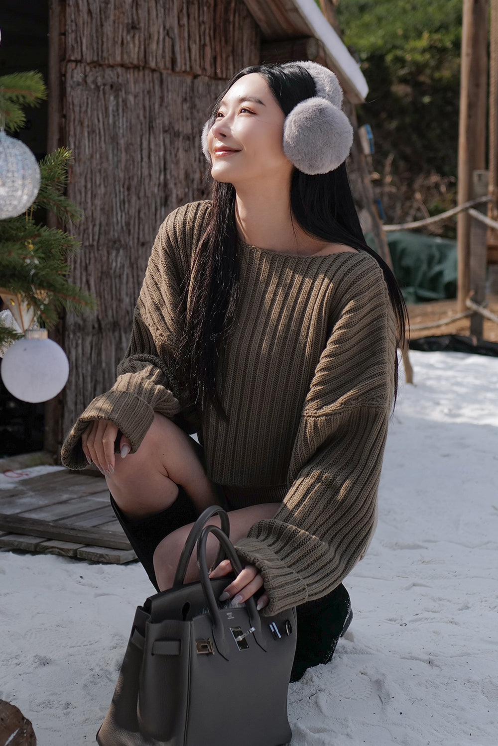 暖暖粗針織短版毛衣<br>Chunky Knit Cropped Sweater