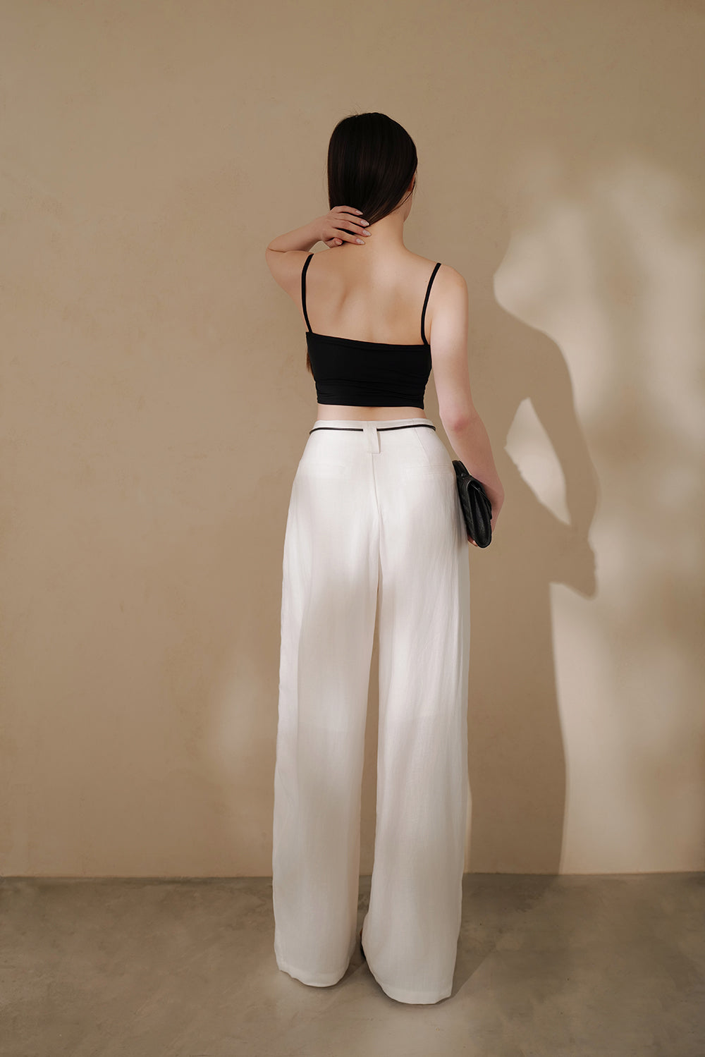 【預購】天絲亞麻寬褲（附腰帶）<br>Tencel Linen Wide-Leg Pants