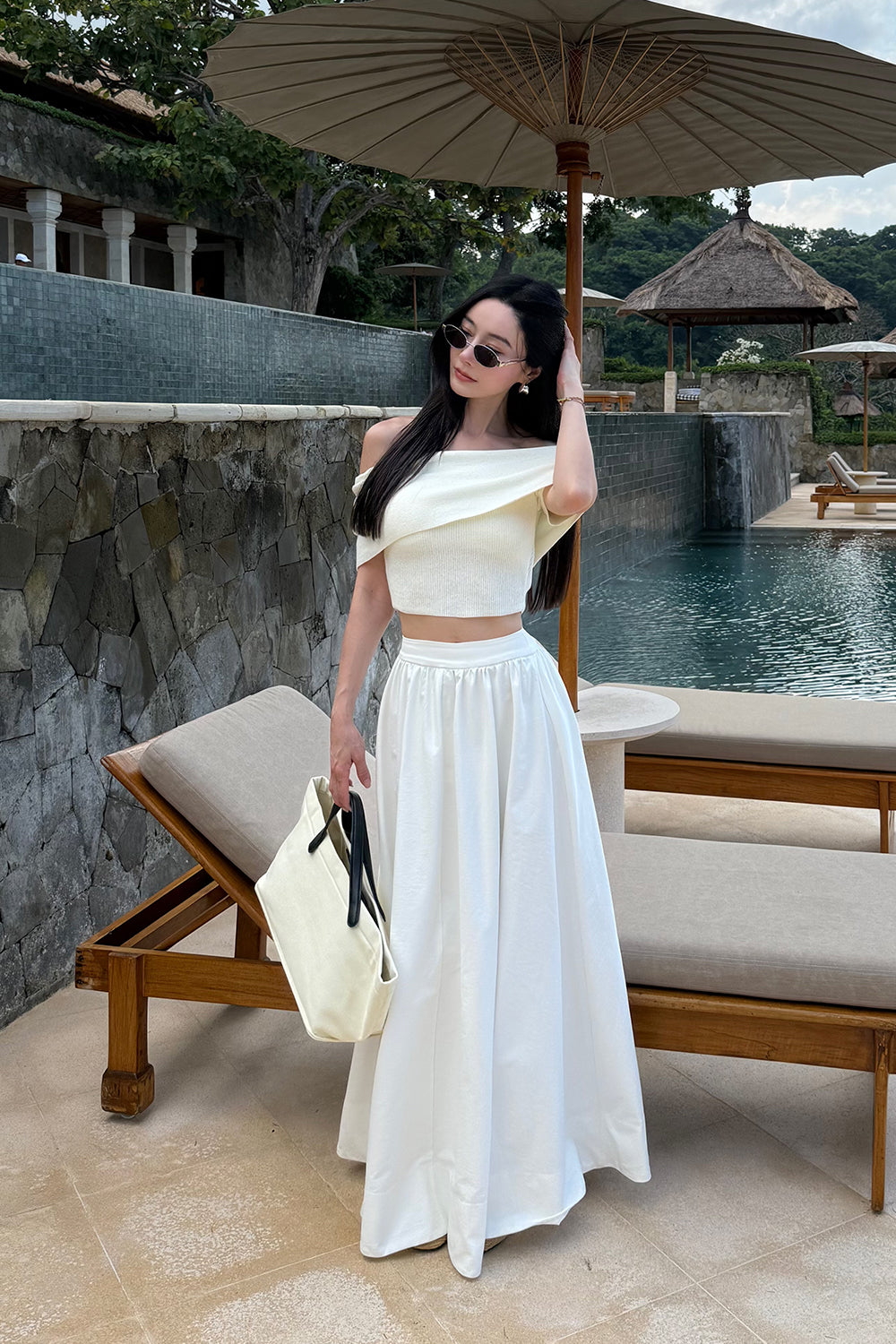 抗皺重磅高腰澎澎長裙<br>Wide Waist Puffed Maxi Skirt