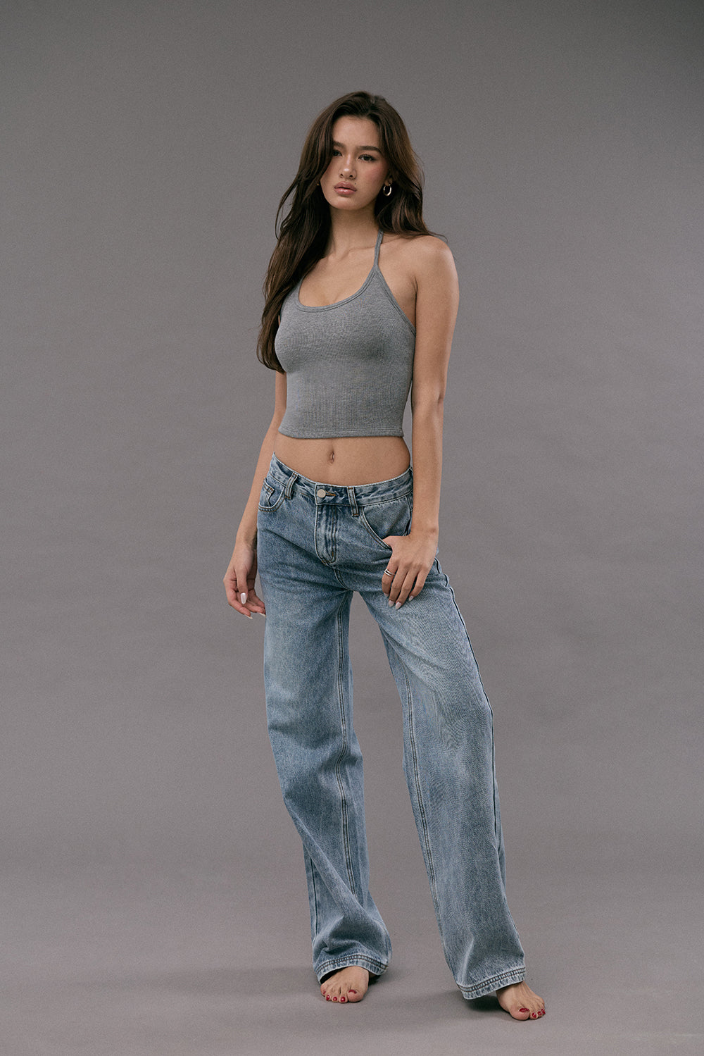 一見鍾情羅紋繞脖BraTop<br>Elegant Rib Halter U-Neck Bratop