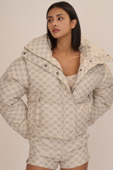 mumm 印花澎澎短版外套<br>MONOGRAM JACQUARD PUFFER COAT