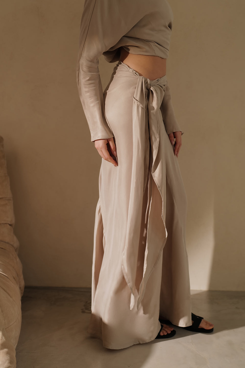 【預購】側綁帶長裙<br>Eco-Friendly Side-Tie Maxi Skirt