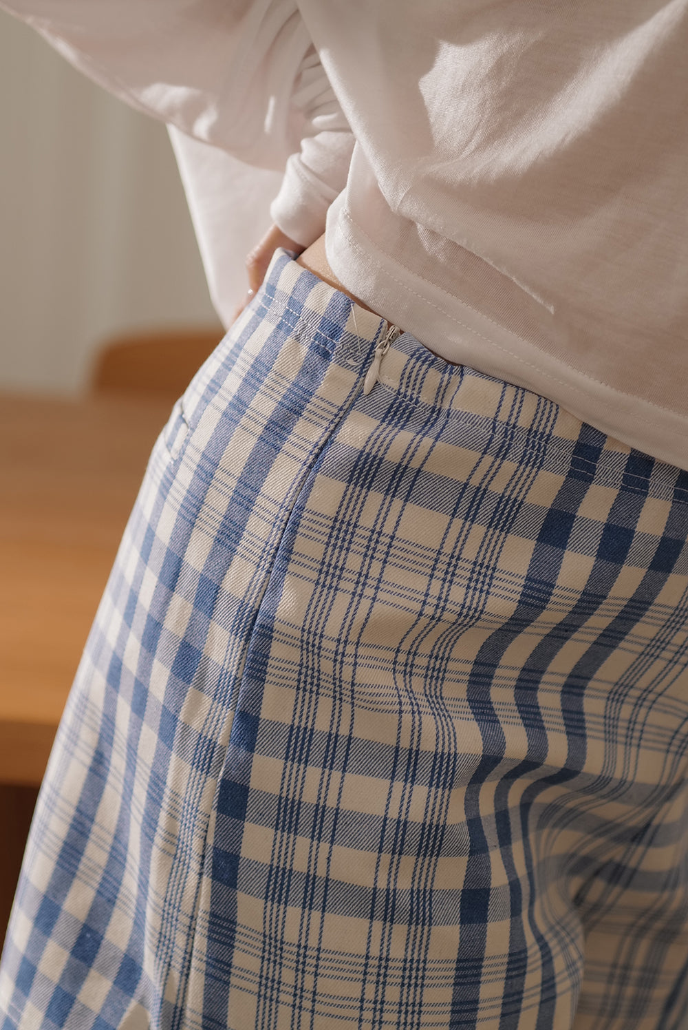 格紋抽繩短褲<br>Plaid Drawstring Shorts
