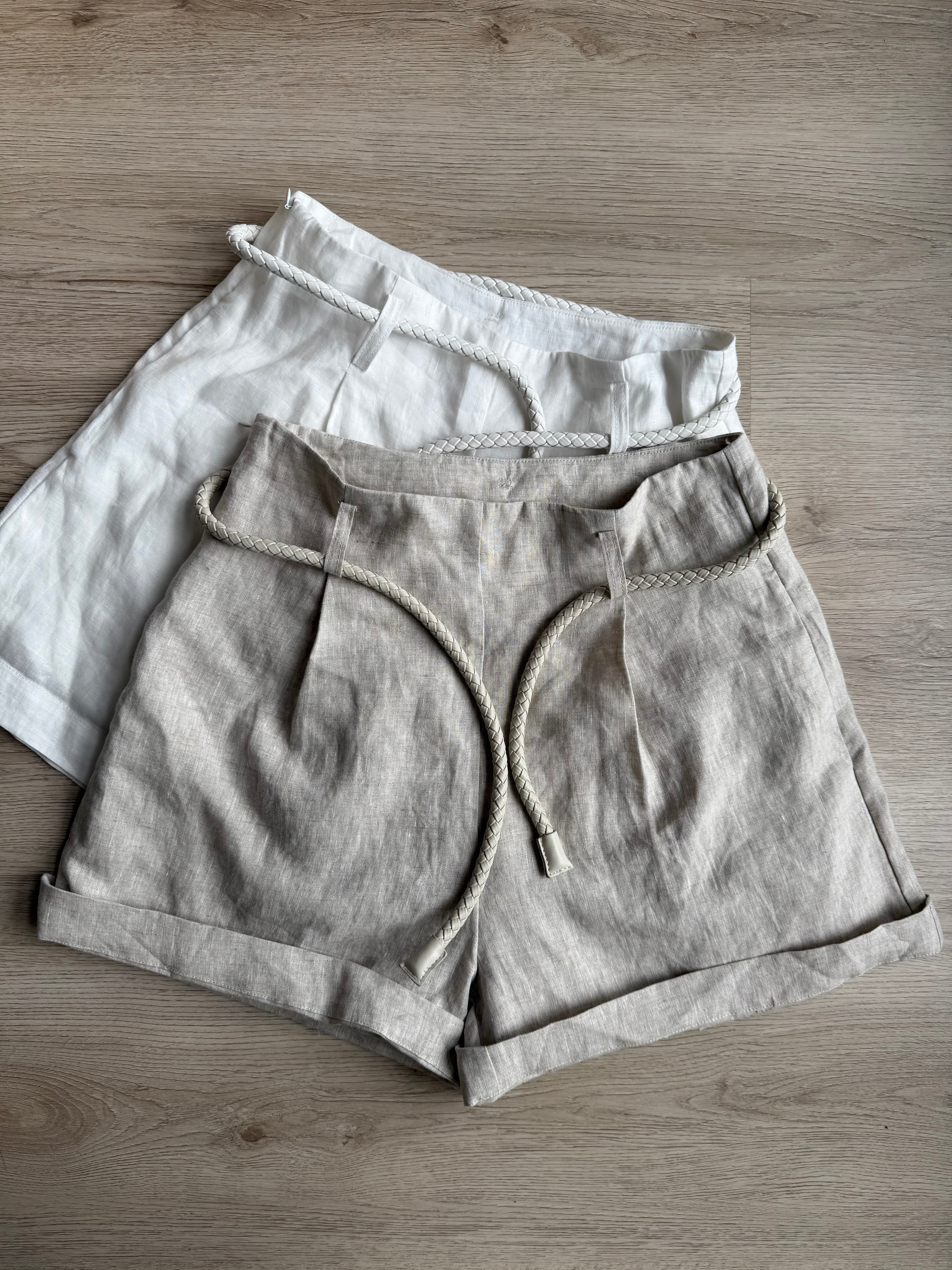 【預購】亞麻短褲（附腰帶）<br>Linen Shorts with Tie Belt